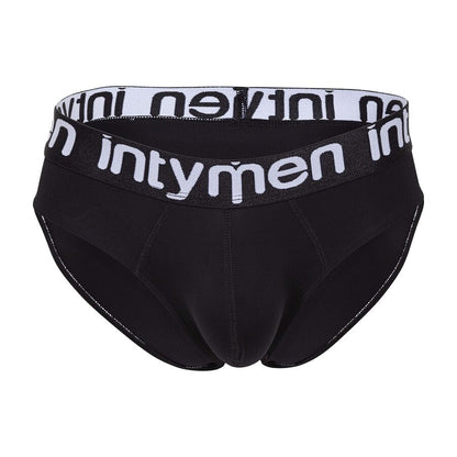 Front view – black brief with a contrasting white Intymen waistband, delivering a bold and athletic look.
