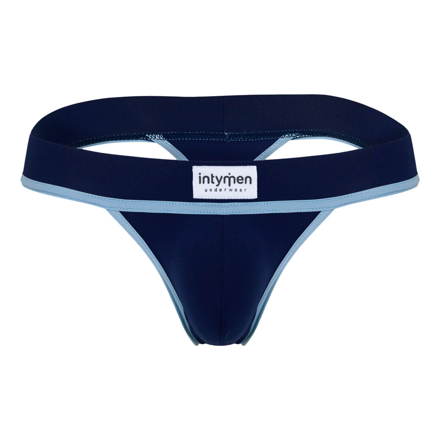 Intymen thong with blue trim.
