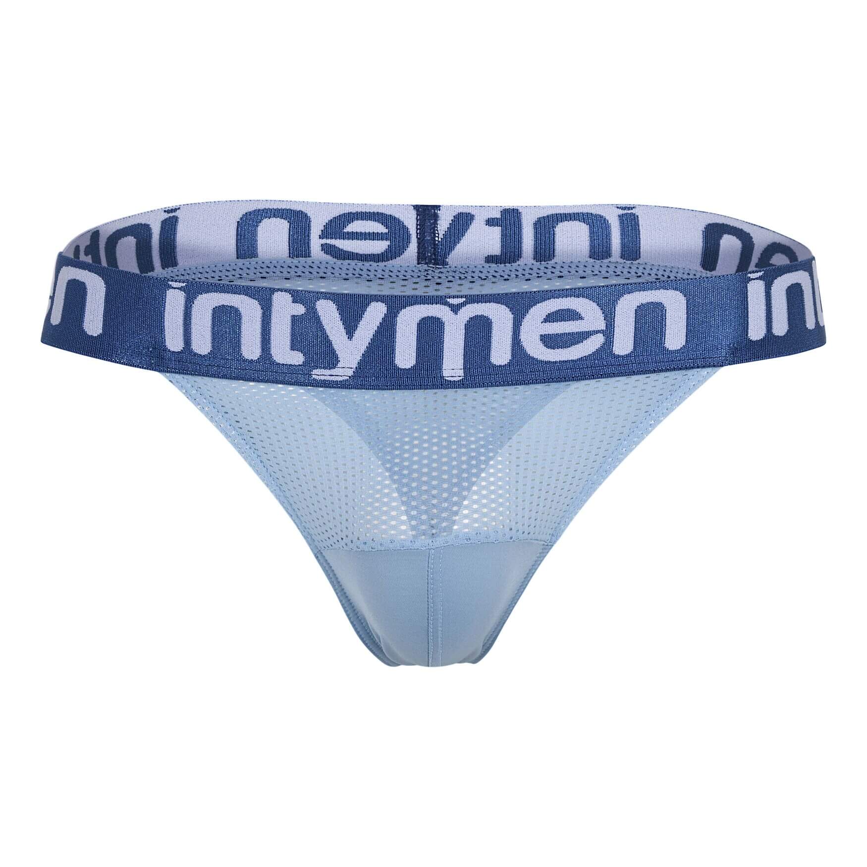 Light blue mesh thong with logo band.