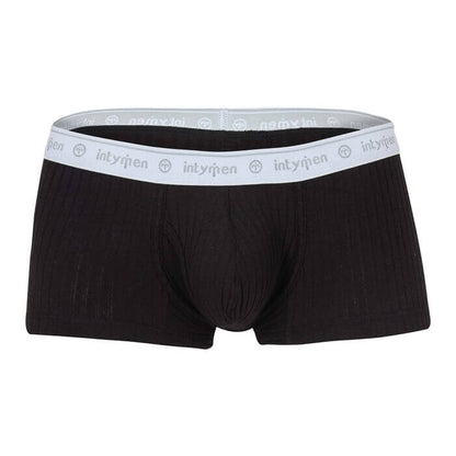 Black boxer briefs with a white logo waistband.