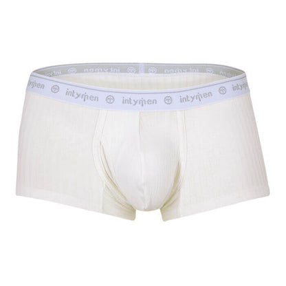 White boxer briefs with a white logo waistband.